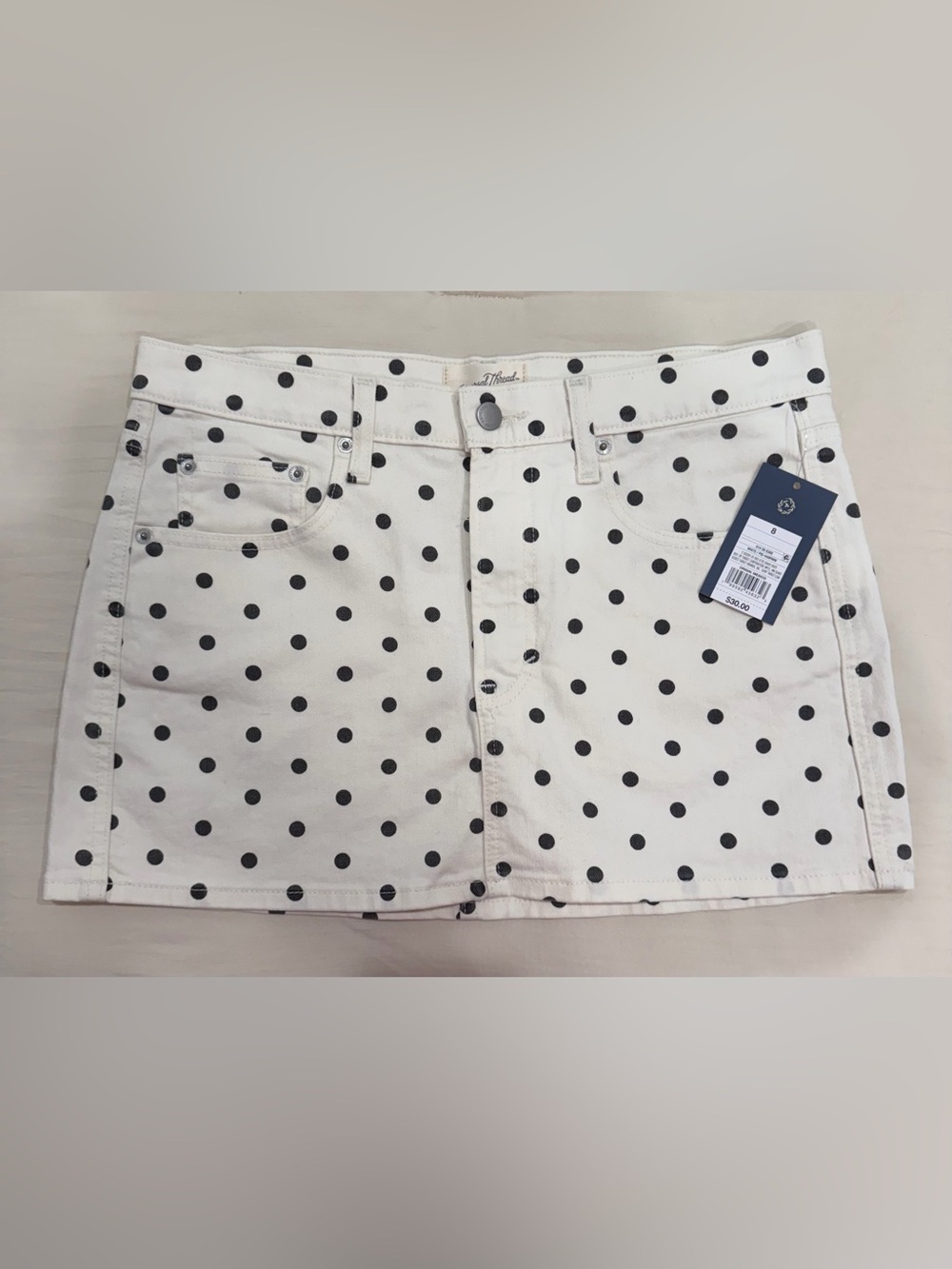 Polka Dot Denim Skirt